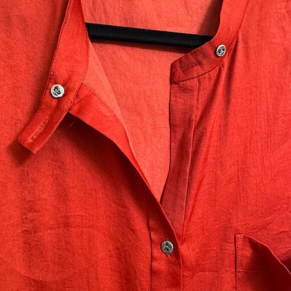 Helmut by Helmut Lang Burnt Orange Flowy Button Down Tank Top XS - Picture 5 of 7